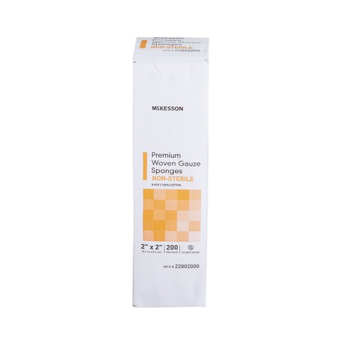 MON446037PK - McKesson - McKesson Sponge Dressing Medi-Pak Performance Plus Cotton Gauze 8-Ply 2" x 2" Square, 200 EA/PK