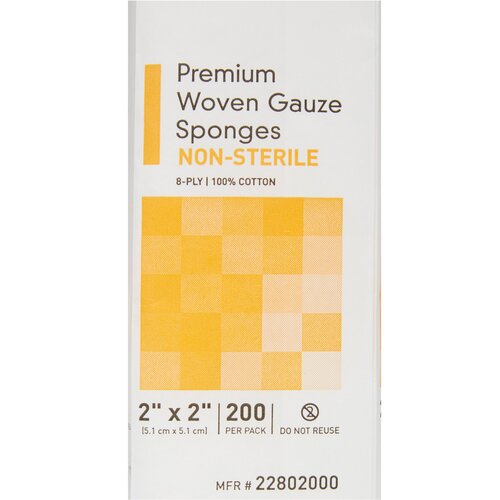MON446037PK - McKesson - McKesson Sponge Dressing Medi-Pak Performance Plus Cotton Gauze 8-Ply 2" x 2" Square, 200 EA/PK