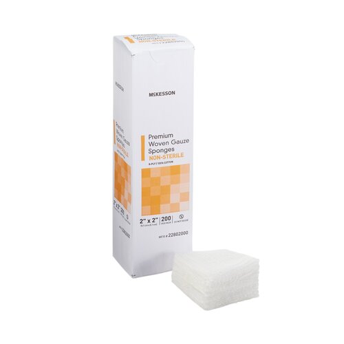 MON446037PK - McKesson - McKesson Sponge Dressing Medi-Pak Performance Plus Cotton Gauze 8-Ply 2" x 2" Square, 200 EA/PK