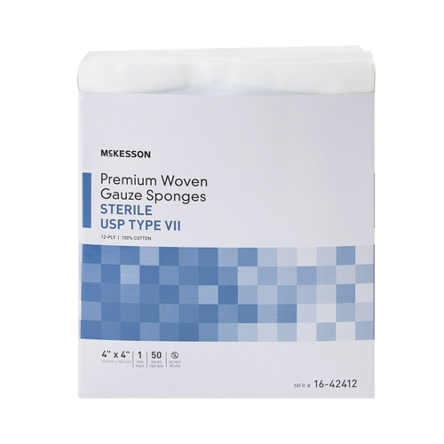 MON446049EA - McKesson - McKesson Sponge Dressing Medi-Pak Performance Plus Cotton Gauze 12-Ply 4" x 4" Square