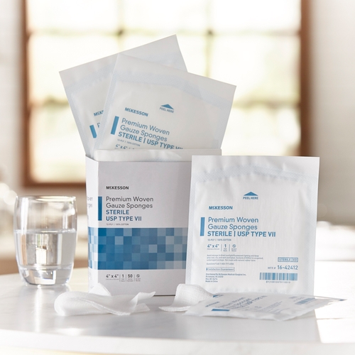 MON446049EA - McKesson - McKesson Sponge Dressing Medi-Pak Performance Plus Cotton Gauze 12-Ply 4" x 4" Square