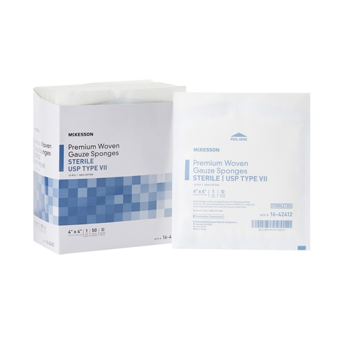 MON446049EA - McKesson - McKesson Sponge Dressing Medi-Pak Performance Plus Cotton Gauze 12-Ply 4" x 4" Square