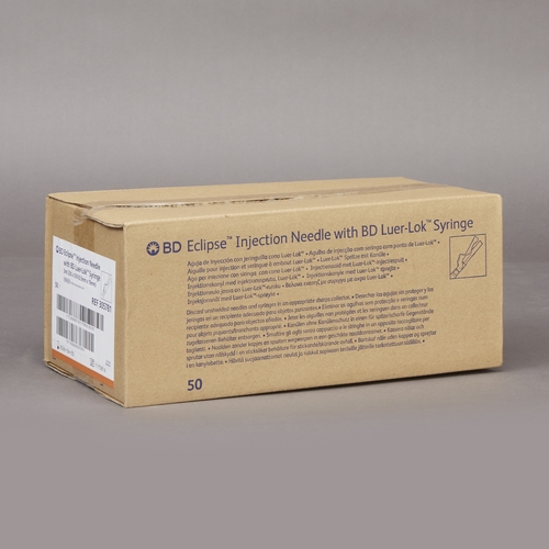 MON448668CS - BD - BD Syringe with Hypodermic Needle Eclipse 3 mL 25 Gauge 5/8 Inch Detachable Needle Hinged Safety Needle