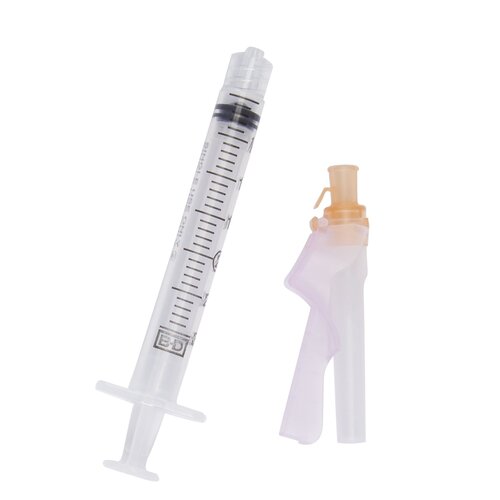 MON448668CS - BD - BD Syringe with Hypodermic Needle Eclipse 3 mL 25 Gauge 5/8 Inch Detachable Needle Hinged Safety Needle