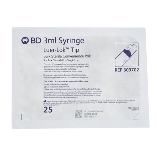 MON450256CS - BD - BD Syringe Kit 3 mL Convenience Tray Luer Slip Tip Without Safety, 25/TR, 12TR/CS