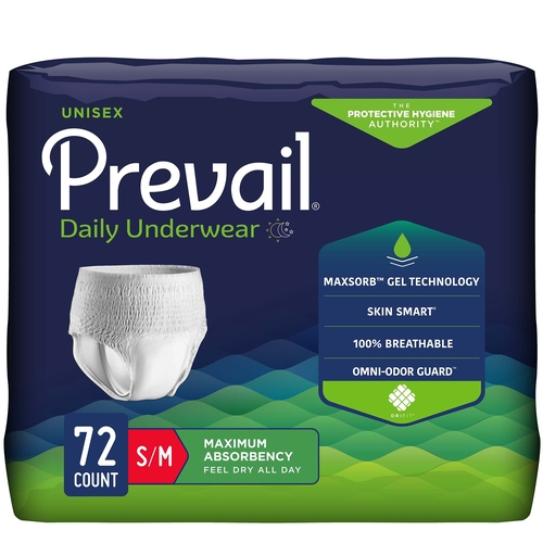 MON450592CS - First Quality - First Quality Adult Absorbent Underwear Prevail&reg; Super Plus Pull On Small / Medium Disposable Heavy Absorbency, 18EA/PK, 4PK/CS