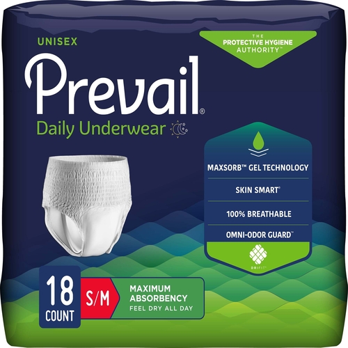 Prevail® Super Plus Breathabe Underwear, Heavy Absorbency, Small / Medium,  (34 to 46), 18EA/PK - First Quality PVS-512 PK - Betty Mills