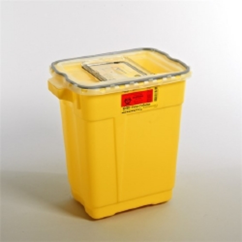 MON452911CS - BD - BD Chemotherapy Sharps Container 2-Piece 18.5H" x 17.75W" x 11.75D" 9 Gallon Yellow Base Sliding Lid, 8 EA/CS