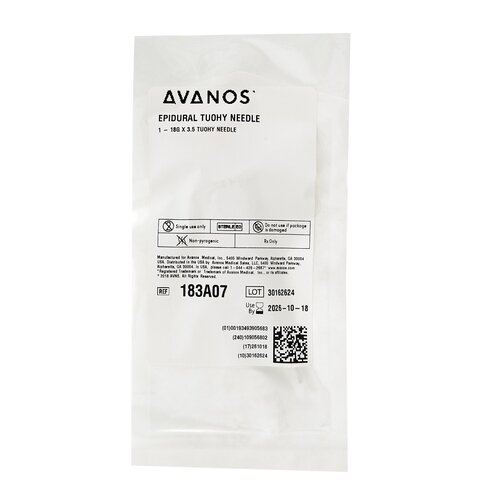 MON453168CS - Avanos Medical Sales - Avanos Medical Sales Epidural Needle AVANOS* 3-1/2 Inch 18 Gauge Tuohy Style