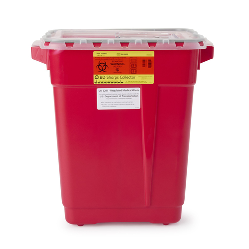 MON457101CS - BD - BD Sharps Container BD&trade; Red Base 18-1/2 X 17-3/4 X 11-3/4 Inch Vertical Entry 9 Gallon
