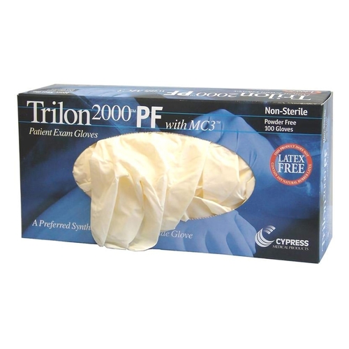 MON457272CS - McKesson - McKesson Exam Glove Trilon 2000&reg; PF with MC3&reg; Large NonSterile Stretch Vinyl Standard Cuff Length Smooth Ivory Not Chemo Approved WITH PROP. 65 WARNING, 1000/CS