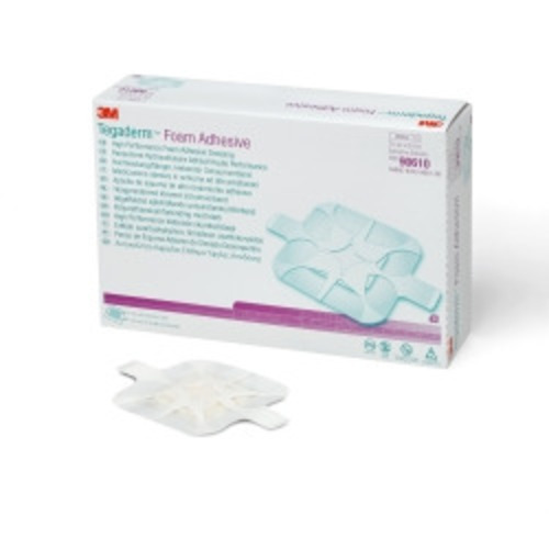 MON465140CS - 3M - 3M Tegaderm&trade; 3.50" x 3.50" Square Adhesive 2" x 2" Pad Sterile Foam Dressing, 40 EA/CS