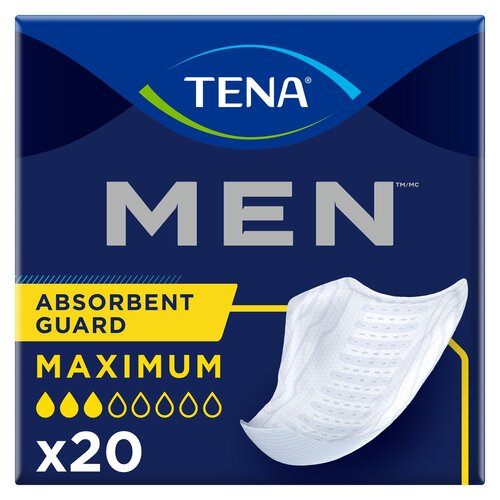 MON465704CS - Essity - Essity Bladder Control Pad TENA&reg; Men&trade; Maximum 8 Inch Length Heavy Absorbency Dry-Fast Core&trade; One Size Fits Most