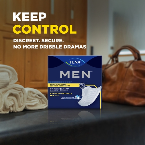 MON465704CS - Essity - Essity Bladder Control Pad TENA&reg; Men&trade; Maximum 8 Inch Length Heavy Absorbency Dry-Fast Core&trade; One Size Fits Most