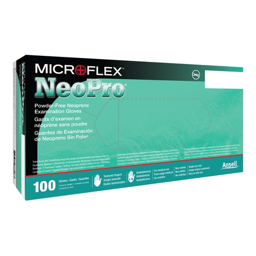 MON466030CS - Microflex Medical - Microflex Medical Exam Glove NeoPro Small NonSterile Polychloroprene Standard Cuff Length Textured Fingertips Green Chemo Tested, 10/CS