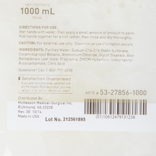 MON468272CS - McKesson - McKesson General Purpose Soap Lotion 1000 mL Dispensing Bag, 10EA/CS