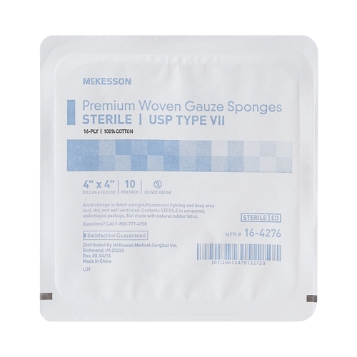 MON474706CS - McKesson - McKesson Sponge Dressing Medi-Pak Performance Plus Cotton Gauze 16-Ply 4" x 4" Square, 720 EA/CS