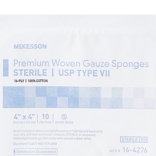 MON474706CS - McKesson - McKesson Sponge Dressing Medi-Pak Performance Plus Cotton Gauze 16-Ply 4" x 4" Square, 720 EA/CS