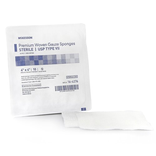 MON474706CS - McKesson - McKesson Sponge Dressing Medi-Pak Performance Plus Cotton Gauze 16-Ply 4" x 4" Square, 720 EA/CS