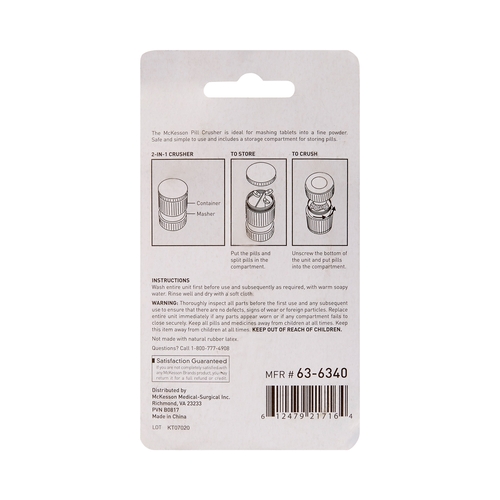 MON476700EA - McKesson - Pill Crusher Medi-Pak Hand Operated Twist Mechanism Clear