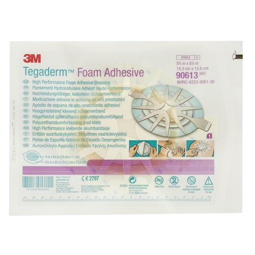 MON479850CS - 3M - 3M 5-5/8" x 6-1/8" High Performance Foam Adhesive Dressing, Medium Oval, Pad size 4" x 4-1/2", 30EA/CS