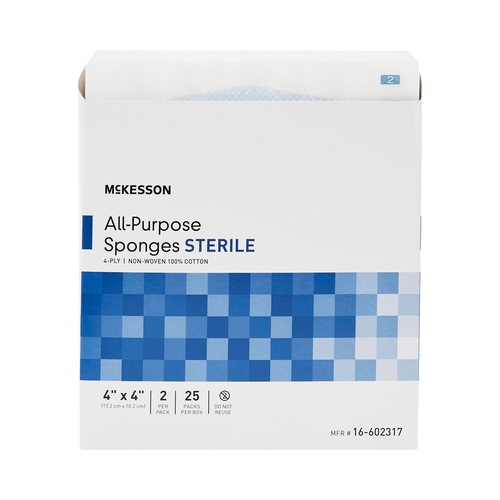 MON481054CS - McKesson - McKesson Sponge Dressing Medi-Pak Performance Cotton 4-Ply 4" x 4" Square, 1200 EA/CS