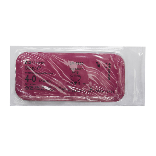 MON481390BX - Covidien - Absorbable Suture with Needle Biosyn&trade; Polyester P-13 3/8 Circle Precision Reverse Cutting Needle Size 4 - 0 Monofilament