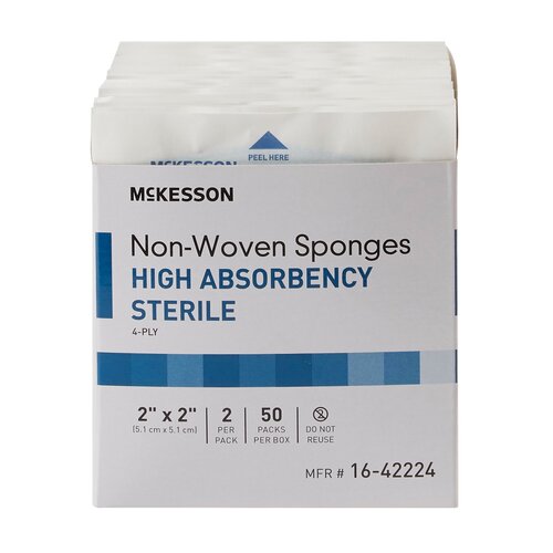 MON482409CS - McKesson - McKesson Sponge Dressing Medi-Pak Performance Plus Poly / Rayon 4-Ply 2" x 2" Square, 3000 EA/CS