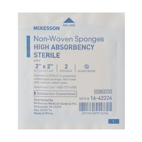 MON482409CS - McKesson - McKesson Sponge Dressing Medi-Pak Performance Plus Poly / Rayon 4-Ply 2" x 2" Square, 3000 EA/CS