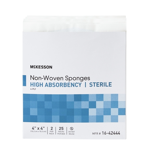 MON482411PK - McKesson - McKesson Sponge Dressing Medi-Pak Performance Plus Poly / Rayon 4-Ply 4" x 4" Square, 2 EA/PK