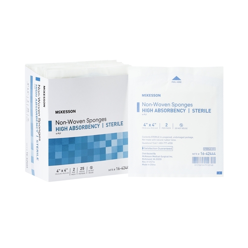 MON482411PK - McKesson - McKesson Sponge Dressing Medi-Pak Performance Plus Poly / Rayon 4-Ply 4" x 4" Square, 2 EA/PK