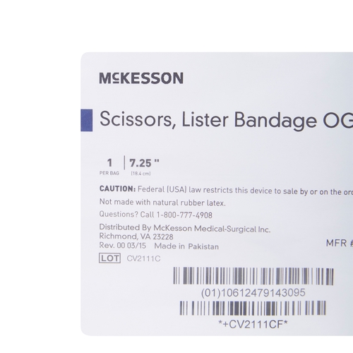 MON487482EA - McKesson - Bandage Scissors Lister 7-1/4"