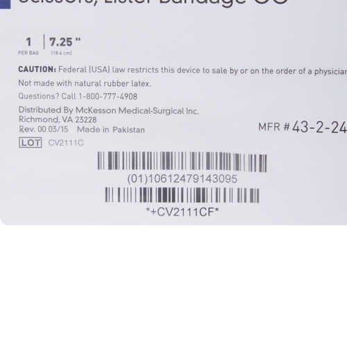 MON487482EA - McKesson - Bandage Scissors Lister 7-1/4"