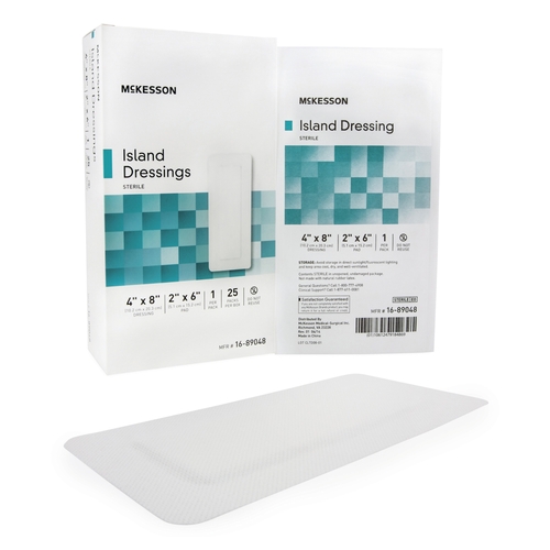 MON488924CS - McKesson - McKesson Adhesive Dressing 4 x 8&quot; Polypropylene / Rayon Rectangle White Sterile, 100 EA/CS