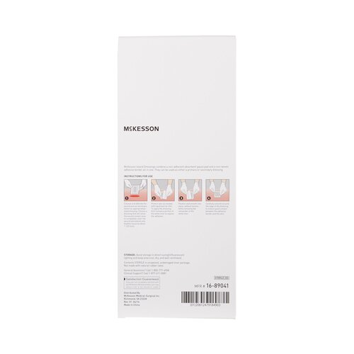 MON488925CS - McKesson - McKesson Adhesive Island Dressing 4" x 10" Polypropylene / Rayon Rectangle 2" x 8" Pad White Sterile, 100 EA/CS