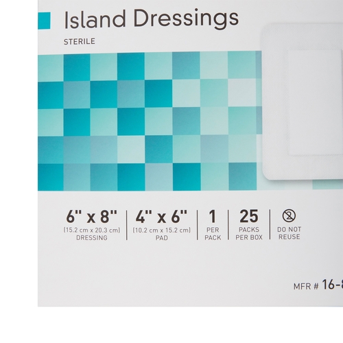 MON488926CS - McKesson - McKesson Adhesive Island Dressing 6" x 8" Polypropylene / Rayon Rectangle 4" x 6" Pad White Sterile, 100 EA/CS