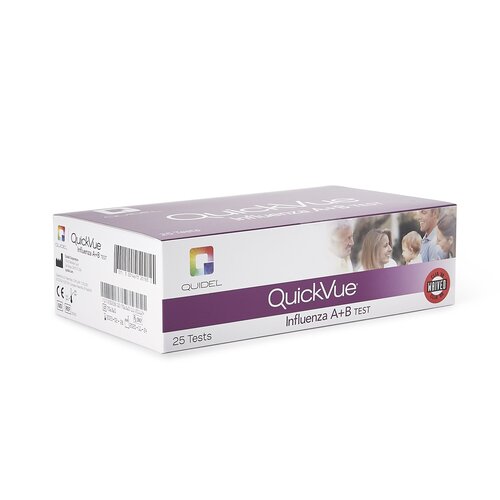 MON489402CS - Quidel - Rapid Test Kit QuickVue Infectious Disease Immunoassay Influenza A + B Nasal Swab / Nasopharyngeal Swab / Nasal Wash / Nasal Aspirate Sample 25 Tests