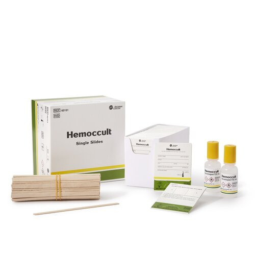 MON49048CS - Hemocue - Rapid Diagnostic Test Kit Hemoccult&reg; Single Slides Colorectal Cancer Screen Fecal Occult Blood Test (FOB) Stool Sample CLIA Waived 100 Tests
