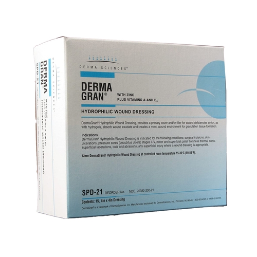 MON495506EA - Derma Sciences - Derma Sciences Impregnated Dressing DermagranB 4" x 4" Gauze Zinc Nutrient Sterile