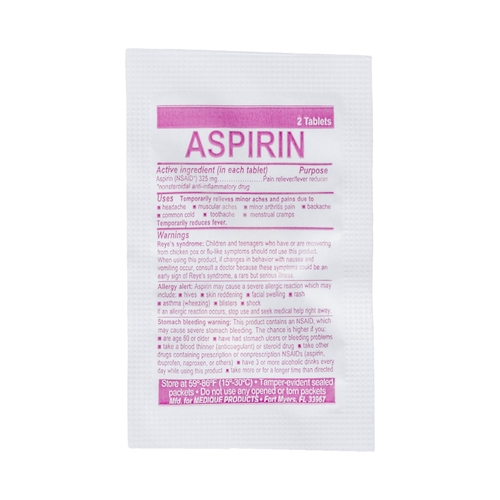 MON498790CS - Medique Products - Medique Products Pain Relief Medi-First 325 mg Strength Aspirin Unit Dose Tablet 100 per Box, 24/CS