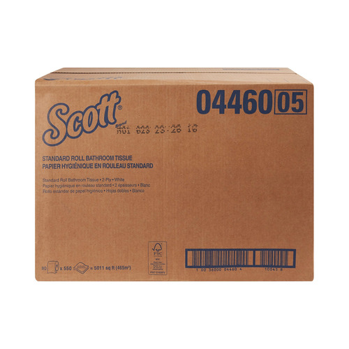 Kimberly-Clark Scott® Essential Professional Standard Roll Bathroom Tissue  (04460), 2-Ply, White, 80 Rolls / Case, 550 Sheets / Roll, 44,000 Sheets /  Case, 04460KIM