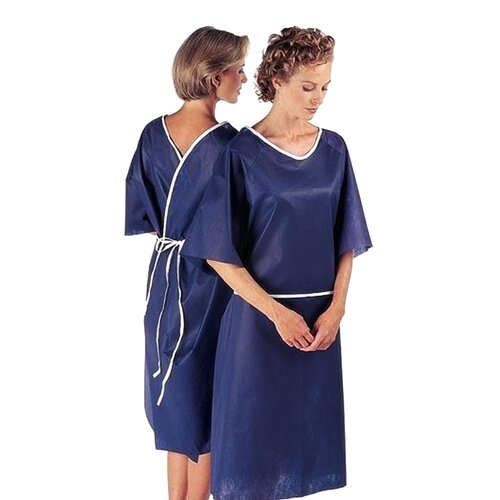 MON509204CS - Tech Styles a Division of Encompass - Patient Exam Gown One Size Fits Most Dark Blue Disposable, 50 per Case