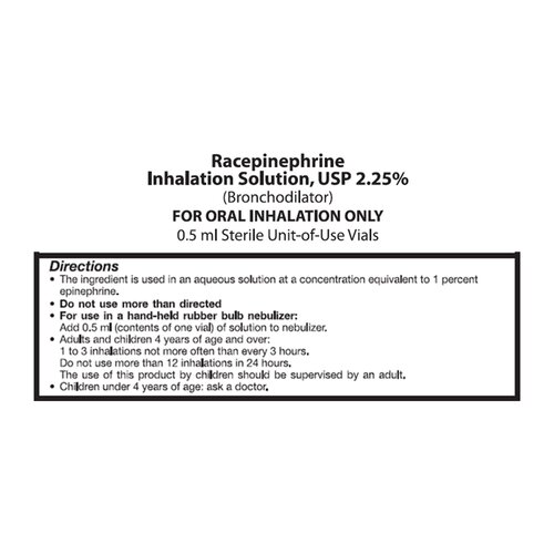 MON512106CT - Nephron Pharmaceutical - Inhalation Solution Racepinephrine 2.25% Bronchodilator Solution Vial 0.5 ml, 30 EA/CT