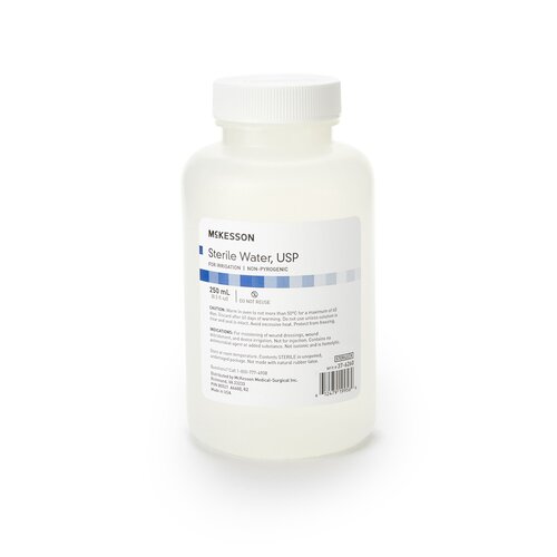 MON520119EA - McKesson - McKesson Irrigation Solution Sterile Water for Irrigation Not for Injection Bottle, Screw Top 250 mL