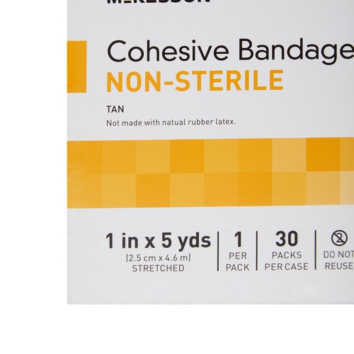 MON520550EA - McKesson - McKesson Cohesive Bandage 1&quot; x 5 Yard Standard Compression Self-adherent Closure Tan NonSterile, 1/EA