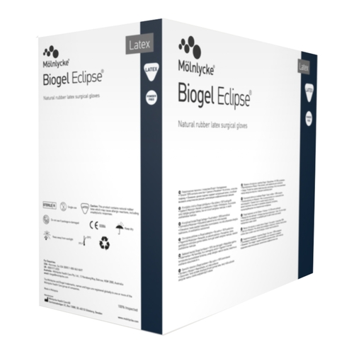 MON524123CS - Molnlycke Healthcare - Molnlycke Healthcare Surgical Glove Biogel Eclipse Size 7.5 Sterile Latex Standard Cuff Length Micro-Textured Straw Not Chemo Approved, 4 EA/CS