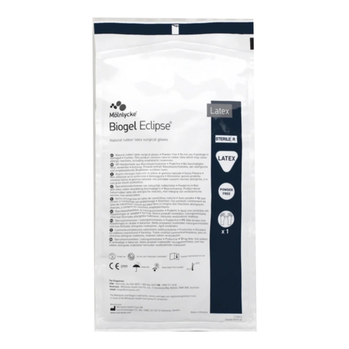 MON524123CS - Molnlycke Healthcare - Molnlycke Healthcare Surgical Glove Biogel Eclipse Size 7.5 Sterile Latex Standard Cuff Length Micro-Textured Straw Not Chemo Approved, 4 EA/CS