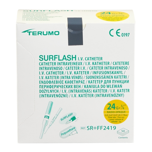 MON533440CS - Terumo Medical - Terumo Medical Peripheral IV Catheter SurFlash 24 Gauge 0.75&quot; Without Safety, 200 EA/CS