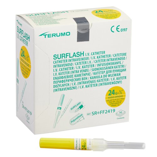 MON533440CS - Terumo Medical - Terumo Medical Peripheral IV Catheter SurFlash 24 Gauge 0.75&quot; Without Safety, 200 EA/CS