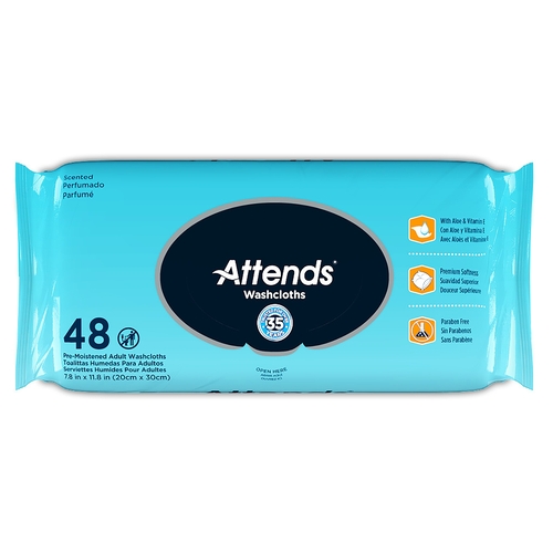 MON541996CS - Attends - Attends Attends&reg; Personal Wipes, 9" x 13", Soft Pack, Aloe/Vitamin-E Scented, 48 EA/PK, 12 PK/CS